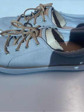 Sperry Light Blue Boat Shoes with Tan Laces
